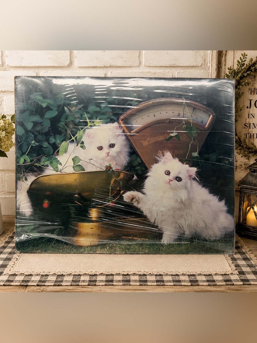 Vintage 1987 Ron Kimball Kittens & Scale Poster 16x20 World Pictures Cat Art USA